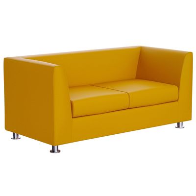 Mahmayi 679 Yellow Double Seater PU Leather Sofa - Modern Design Comfortable Living Room Furniture (2-Seater, Yellow)