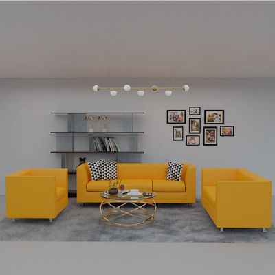 Mahmayi 679 Yellow Double Seater PU Leather Sofa - Modern Design Comfortable Living Room Furniture (2-Seater, Yellow)