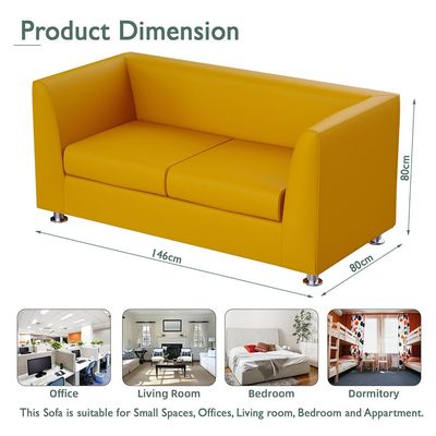 Mahmayi 679 Yellow Double Seater PU Leather Sofa - Modern Design Comfortable Living Room Furniture (2-Seater, Yellow)