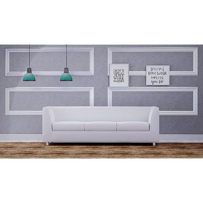 Mahmayi 679 White PU Three Seater Sofa - Comfortable Living Room Furniture with Stylish Design (3-Seater, White)
