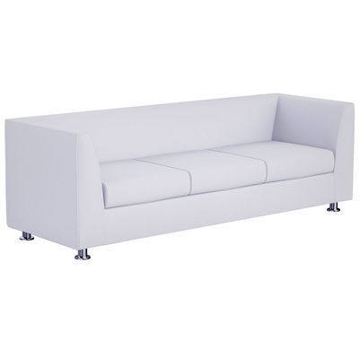 Mahmayi 679 White PU Three Seater Sofa - Comfortable Living Room Furniture with Stylish Design (3-Seater, White)