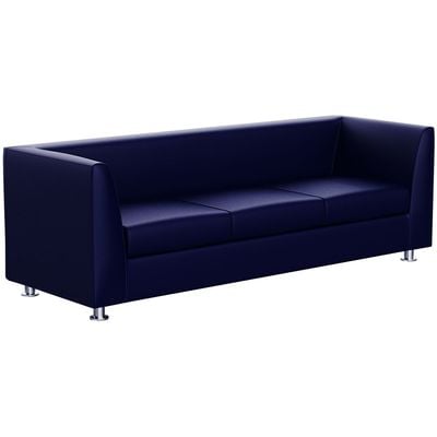 Mahmayi 679 Blue PU Three Seater Sofa - Comfortable Living Room Furniture with Stylish Design (3-Seater, Blue)