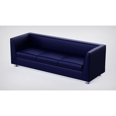 Mahmayi 679 Blue PU Three Seater Sofa - Comfortable Living Room Furniture with Stylish Design (3-Seater, Blue)