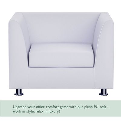 Mahmayi 679 White PU Single Seater Sofa - Modern Design, Stylish Furniture for Living Room, Comfortable Seat, Durable Upholstery (1-Seater Sofa, White)