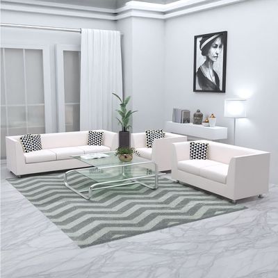 Mahmayi 679 White PU Single Seater Sofa - Modern Design, Stylish Furniture for Living Room, Comfortable Seat, Durable Upholstery (1-Seater Sofa, White)