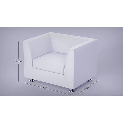 Mahmayi 679 White PU Single Seater Sofa - Modern Design, Stylish Furniture for Living Room, Comfortable Seat, Durable Upholstery (1-Seater Sofa, White)