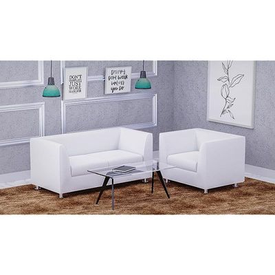 Mahmayi 679 White PU Single Seater Sofa - Modern Design, Stylish Furniture for Living Room, Comfortable Seat, Durable Upholstery (1-Seater Sofa, White)