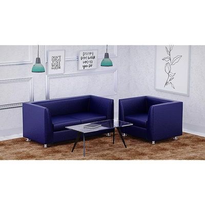 Mahmayi 679 Blue Double Seater PU Leather Sofa - Modern Design Comfortable Living Room Furniture (2-Seater, Blue)