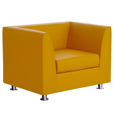 Mahmayi 679 Yellow PU Single Seater Sofa - Modern Design, Stylish Furniture for Living Room, Comfortable Seat, Durable Upholstery (1-Seater Sofa, Yellow)