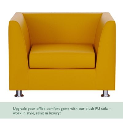 Mahmayi 679 Yellow PU Single Seater Sofa - Modern Design, Stylish Furniture for Living Room, Comfortable Seat, Durable Upholstery (1-Seater Sofa, Yellow)