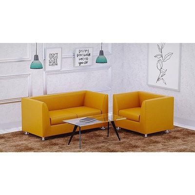 Mahmayi 679 Yellow PU Single Seater Sofa - Modern Design, Stylish Furniture for Living Room, Comfortable Seat, Durable Upholstery (1-Seater Sofa, Yellow)