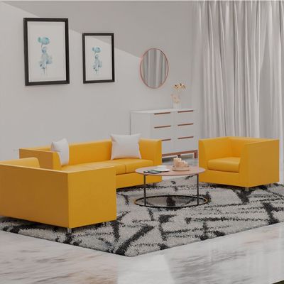 Mahmayi 679 Yellow PU Single Seater Sofa - Modern Design, Stylish Furniture for Living Room, Comfortable Seat, Durable Upholstery (1-Seater Sofa, Yellow)