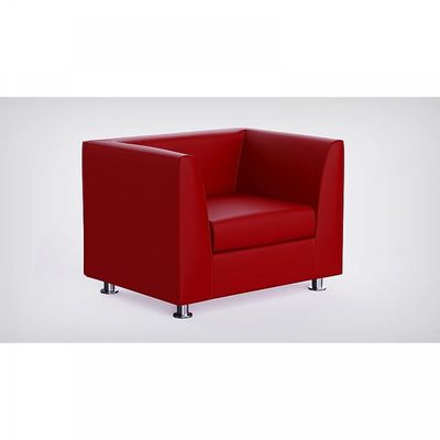 Mahmayi 679 Red PU Single Seater Sofa - Modern Design, Stylish Furniture for Living Room, Comfortable Seat, Durable Upholstery (1-Seater Sofa, Red)