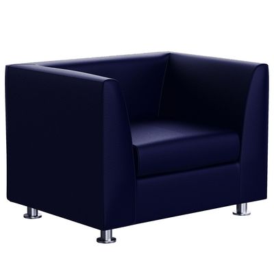 Mahmayi 679 Blue PU Single Seater Sofa - Modern Design, Stylish Furniture for Living Room, Comfortable Seat, Durable Upholstery (1-Seater Sofa, Blue)