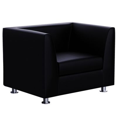 Mahmayi 679 Black PU Single Seater Sofa - Modern Design, Stylish Furniture for Living Room, Comfortable Seat, Durable Upholstery (1-Seater Sofa, Black)