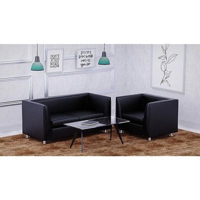 Mahmayi 679 Black PU Single Seater Sofa - Modern Design, Stylish Furniture for Living Room, Comfortable Seat, Durable Upholstery (1-Seater Sofa, Black)