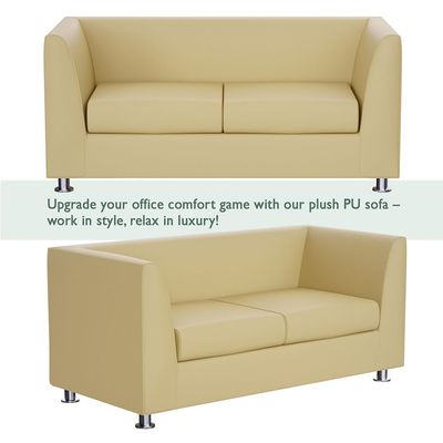 Mahmayi 679 Light Sandal Double Seater PU Leather Sofa - Modern Design Comfortable Living Room Furniture (2-Seater, Light Sandal)