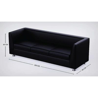 أريكة Mahmayi 679 سوداء من البولي يوريثان بثلاثة مقاعد - أثاث غرفة معيشة مريح بتصميم أنيق (3 مقاعد، أسود)
