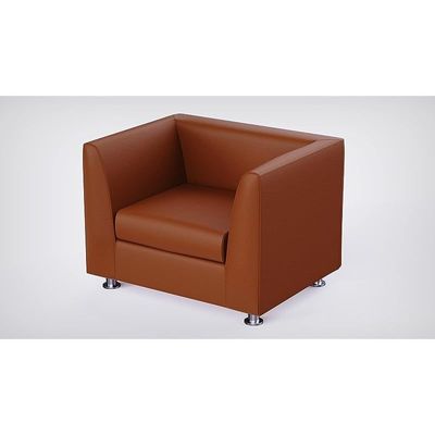 Mahmayi 679 Brown PU Single Seater Sofa - Modern Design, Stylish Furniture for Living Room, Comfortable Seat, Durable Upholstery (1-Seater Sofa, Brown)