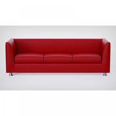 Mahmayi 679 Red PU Three Seater Sofa - Comfortable Living Room Furniture with Stylish Design (3-Seater, Red)
