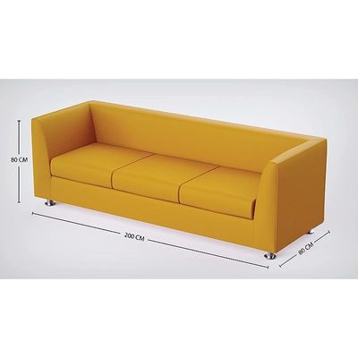 Mahmayi 679 Yellow PU Three Seater Sofa - Comfortable Living Room Furniture with Stylish Design (3-Seater, Yellow)