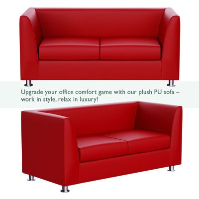 Mahmayi 679 Red Double Seater PU Leather Sofa - Modern Design Comfortable Living Room Furniture (2-Seater, Red)