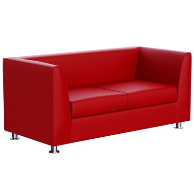 Mahmayi 679 Red Double Seater PU Leather Sofa - Modern Design Comfortable Living Room Furniture (2-Seater, Red)