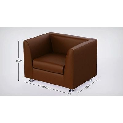 Mahmayi 679 Dark Brown PU Single Seater Sofa - Modern Design, Stylish Furniture for Living Room, Comfortable Seat, Durable Upholstery (1-Seater Sofa, Dark Brown)