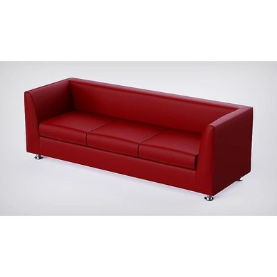 Mahmayi 679 Maroon PU Three Seater Sofa - Comfortable Living Room Furniture with Stylish Design (3-Seater, Maroon)