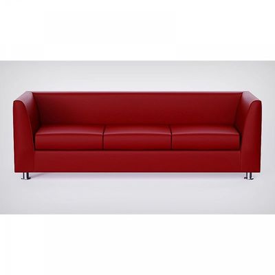 Mahmayi 679 Maroon PU Three Seater Sofa - Comfortable Living Room Furniture with Stylish Design (3-Seater, Maroon)