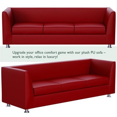 Mahmayi 679 Maroon PU Three Seater Sofa - Comfortable Living Room Furniture with Stylish Design (3-Seater, Maroon)