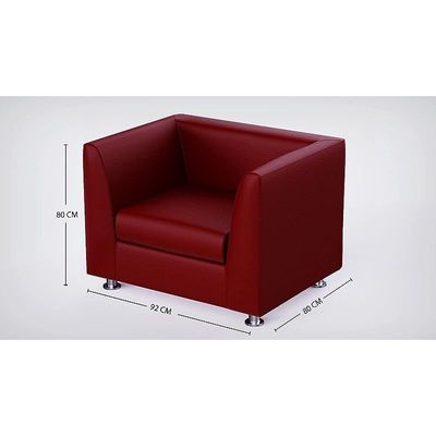 Mahmayi 679 Maroon PU Single Seater Sofa - Modern Design, Stylish Furniture for Living Room, Comfortable Seat, Durable Upholstery (1-Seater Sofa, Maroon)