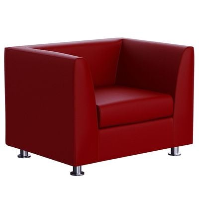 Mahmayi 679 Maroon PU Single Seater Sofa - Modern Design, Stylish Furniture for Living Room, Comfortable Seat, Durable Upholstery (1-Seater Sofa, Maroon)