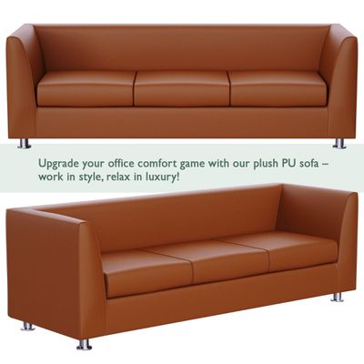 Mahmayi 679 Dark Brown PU Three Seater Sofa - Comfortable Living Room Furniture with Stylish Design (3-Seater, Dark Brown)