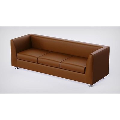 Mahmayi 679 Dark Brown PU Three Seater Sofa - Comfortable Living Room Furniture with Stylish Design (3-Seater, Dark Brown)