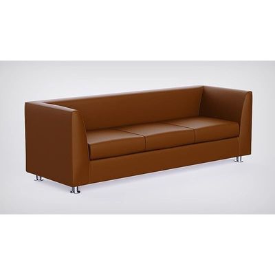 Mahmayi 679 Dark Brown PU Three Seater Sofa - Comfortable Living Room Furniture with Stylish Design (3-Seater, Dark Brown)