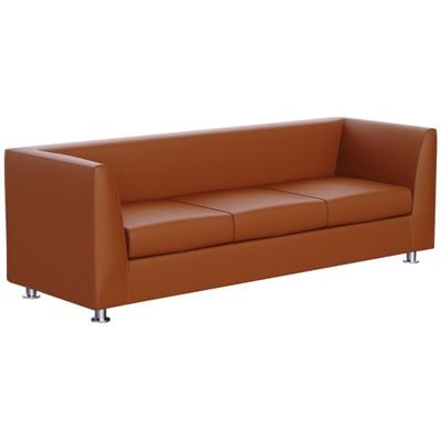 Mahmayi 679 Dark Brown PU Three Seater Sofa - Comfortable Living Room Furniture with Stylish Design (3-Seater, Dark Brown)