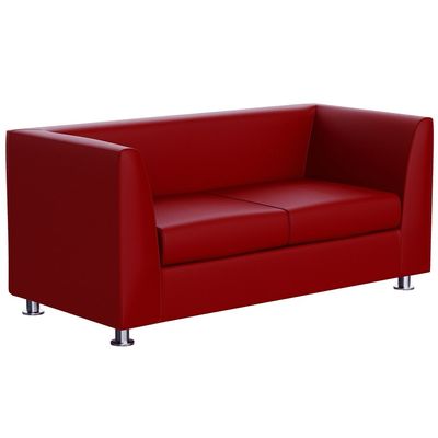 Mahmayi 679 Maroon Double Seater PU Leather Sofa - Modern Design Comfortable Living Room Furniture (2-Seater, Maroon)