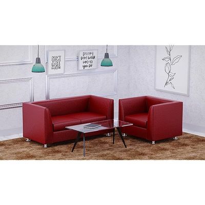Mahmayi 679 Maroon Double Seater PU Leather Sofa - Modern Design Comfortable Living Room Furniture (2-Seater, Maroon)
