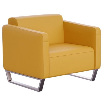 Mahmayi 2850 Single Seater Sofa in Sandal PU Leather with Loop Leg Design - Comfortable Lounge Seat for Living Room, Office, or Bedroom (1-Seater, Dark Sandal, Loop Leg)