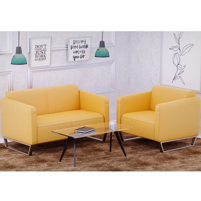 Mahmayi 2850 Single Seater Sofa in Sandal PU Leather with Loop Leg Design - Comfortable Lounge Seat for Living Room, Office, or Bedroom (1-Seater, Dark Sandal, Loop Leg)