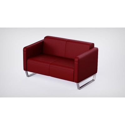 Mahmayi 2850 Two Seater Sofa in Maroon PU Leather with Loop Leg Design - Comfortable Lounge Seat for Living Room, Office, or Bedroom (2-Seater, Maroon, Loop Leg)