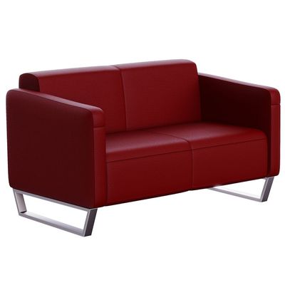 Mahmayi 2850 Two Seater Sofa in Maroon PU Leather with Loop Leg Design - Comfortable Lounge Seat for Living Room, Office, or Bedroom (2-Seater, Maroon, Loop Leg)