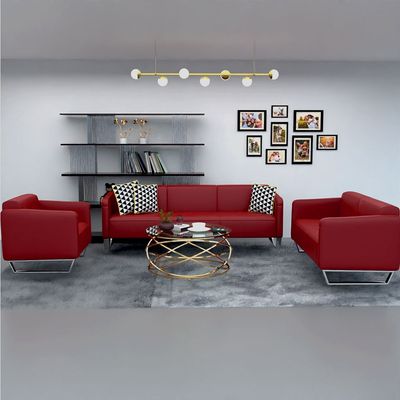 Mahmayi 2850 Two Seater Sofa in Maroon PU Leather with Loop Leg Design - Comfortable Lounge Seat for Living Room, Office, or Bedroom (2-Seater, Maroon, Loop Leg)