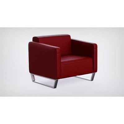 Mahmayi 2850 Single Seater Sofa in Maroon PU Leather with Loop Leg Design - Comfortable Lounge Seat for Living Room, Office, or Bedroom (1-Seater, Maroon, Loop Leg)