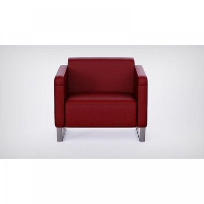 Mahmayi 2850 Single Seater Sofa in Maroon PU Leather with Loop Leg Design - Comfortable Lounge Seat for Living Room, Office, or Bedroom (1-Seater, Maroon, Loop Leg)