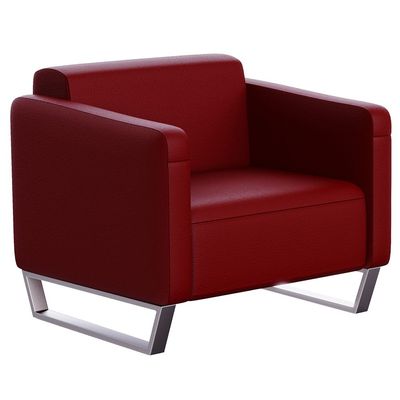 Mahmayi 2850 Single Seater Sofa in Maroon PU Leather with Loop Leg Design - Comfortable Lounge Seat for Living Room, Office, or Bedroom (1-Seater, Maroon, Loop Leg)