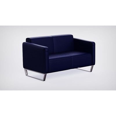 Mahmayi 2850 Two Seater Sofa in Blue PU Leather with Loop Leg Design - Comfortable Lounge Seat for Living Room, Office, or Bedroom (2-Seater, Blue, Loop Leg)