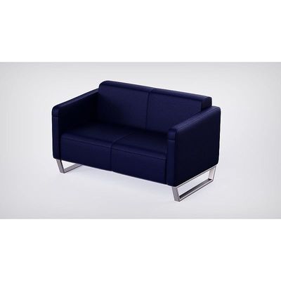 أريكة Mahmayi 2850 بمقعدين من جلد البولي يوريثان الأزرق مع تصميم حلقة الساق - مقعد صالة مريح لغرفة المعيشة أو المكتب أو غرفة النوم (مقعدان، أزرق، ساق حلقية)