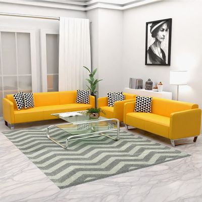 Mahmayi 2850 Two Seater Sofa in Yellow PU Leather with Loop Leg Design - Comfortable Lounge Seat for Living Room, Office, or Bedroom (2-Seater, Yellow, Loop Leg)